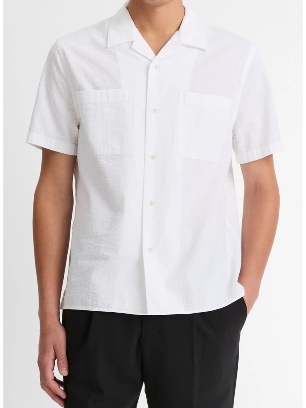 Vince Classic Fit Stripe Seersucker Camp Shirt – Size Large – New With Tags